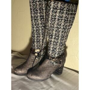 L’Artiste by Spring Step tall boots Size 40 Knee High Tweed Leather plaid